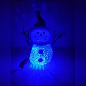 Christmas Acrylic Light-Up Snowman Holiday Home Decor 9 1/2Inches